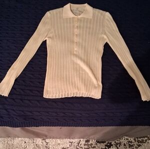 Prada Beige Ribbed Knit Polo